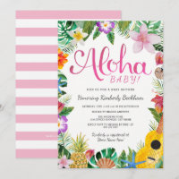 Rose de l'invitation | de baby shower de Luau