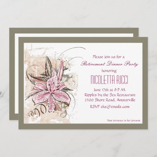 Invitation rose de lis (Devant / Derrière)