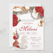 Invitation Rose de l'Ouest rouge Charra Ranchera Quinceanera (Devant)