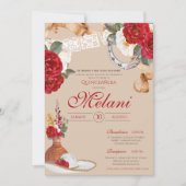 Invitation Rose de l'Ouest rouge Charro Ranchero Quinceanera (Devant)