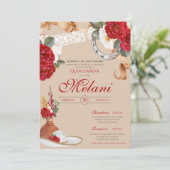 Invitation Rose de l'Ouest rouge Charro Ranchero Quinceanera (Debout devant)