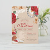 Invitation Rose de l'Ouest rouge Charro Ranchero Quinceanera (Debout devant)