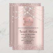 Invitation Rose de luxe Parties scintillant or String Lights  (Devant / Derrière)