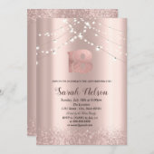 Invitation Rose de luxe Parties scintillant or String Lights  (Devant / Derrière)