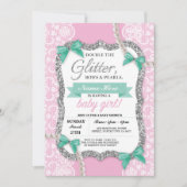 Invitation rose de maman de fille d'arc de parties (Devant)