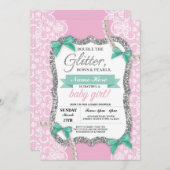 Invitation rose de maman de fille d'arc de parties (Devant / Derrière)