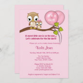 Invitation Rose de maman de fille d'invitations de baby (Devant / Derrière)