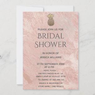 Invitation Rose de marbre or ananas nuptiale de marbre or