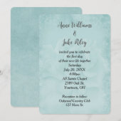 Invitation Rose de mariage Aqua (Devant / Derrière)
