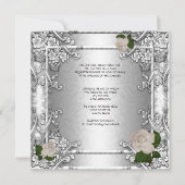 Invitation Rose de mariage élégant Argent blanc 2 (Dos)