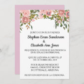Invitation Rose de mariage espagnole rose Rosa Blush Aquarell (Devant / Derrière)