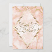 Invitation Rose de mariage et calligraphie ornée en marbre do (Devant)