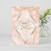 Invitation Rose de mariage et calligraphie ornée en marbre do (Debout devant)