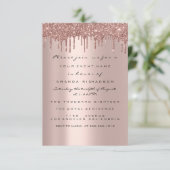 Invitation Rose de mariage simplement anniversaire gouttes sc (Debout devant)