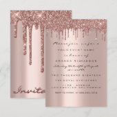 Invitation Rose de mariage simplement anniversaire gouttes sc (Devant / Derrière)