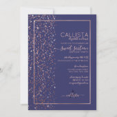 Invitation Rose de marine Parties scintillant d'or Confetti c (Devant)