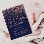 Invitation Rose de marine Parties scintillant d'or rideau de<br><div class="desc">Cette invitation glamour et de luxe Sweet sixteen anniversaire est le design parfait pour l'événement spécial de votre jeune fille adolescente. Il est doté d'un rideau de parties scintillant en or brillant rose avec une typographie de parties scintillant sur un simple arrière - plan bleu marine. C'est un design élégant,...</div>