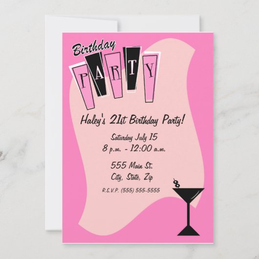 Invitation Rose de Martini d'anniversaire (Dos)