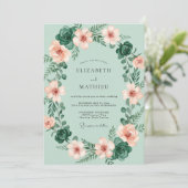 Invitation Rose de mer Mousse Ranunculus Eucalyptus Mariage (Debout devant)