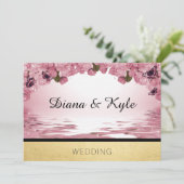 Invitation rose de modèle de mariage d'or de (Debout devant)