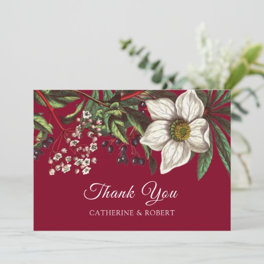 Invitation Rose de Noël blanc blanc rouge et élégant (Debout devant)