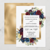 Invitation Rose de Noël d'hiver Floral Mariage Aquarelle en (Devant / Derrière)