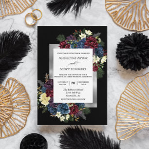 Invitation Rose de Noël d'hiver Floral Mariage Aquarelle en