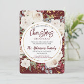 Invitation Rose de Noël Floral Bourgogne Open House Party (Debout devant)