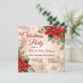 Invitation Rose de Noël Gold Sparkle Poinsettia (Debout devant)