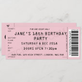 Invitation rose de partie de billet de concert (Devant / Derrière)