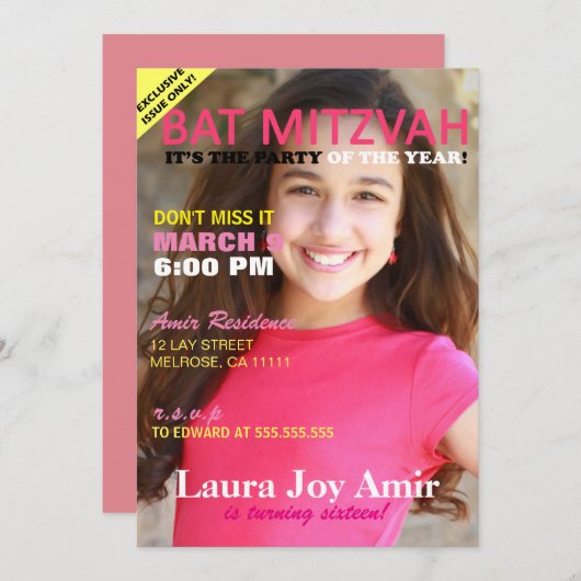 Invitation rose de partie de couverture de (Devant / Derrière)