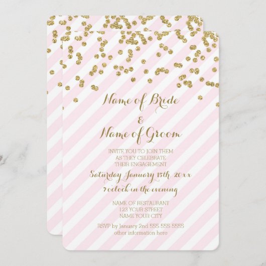 Invitation rose de partie de fiançailles de (Devant / Derrière)