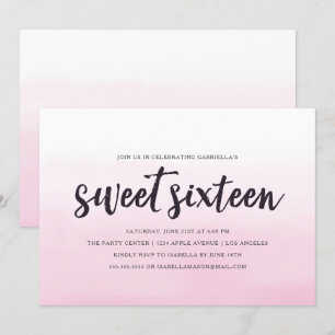 Invitation rose de partie de sweet sixteen d'Ombre