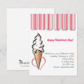 Invitation rose de partie de Valentine de crème (Devant / Derrière)