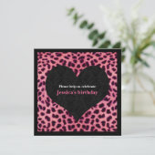 Invitation rose de partie d'impression de guépard (Debout devant)