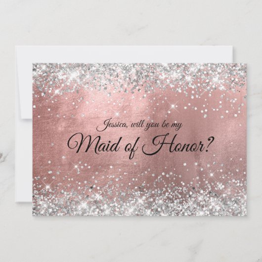 Invitation Rose de Parties scintillant d'argent Gold Foil Mai (Devant)