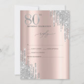 Invitation Rose de Parties scintillant d'argent Or 80e annive (Devant)