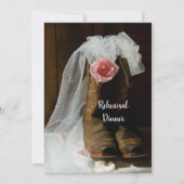 Invitation Rose de pays Bottes Mariage Dîner de répétition (Devant)
