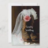 Invitation Rose de pays rose et Bottes de garçon Mariage de l (Devant)