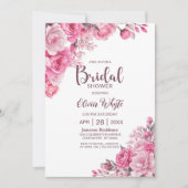 Invitation Rose de pays rose Fête des mariées florale (Devant)