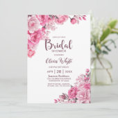 Invitation Rose de pays rose Fête des mariées florale (Debout devant)