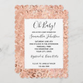 Invitation Rose de pêche Leopard Glitz (Devant / Derrière)