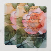 Invitation Rose de pêche romantique Fête des mariées florale (Devant / Derrière)