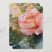 Invitation Rose de pêche romantique Mariage de fleurs (Devant / Derrière)