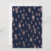 Invitation Rose de pinceau moderne or & Mariage bleu marine (Dos)