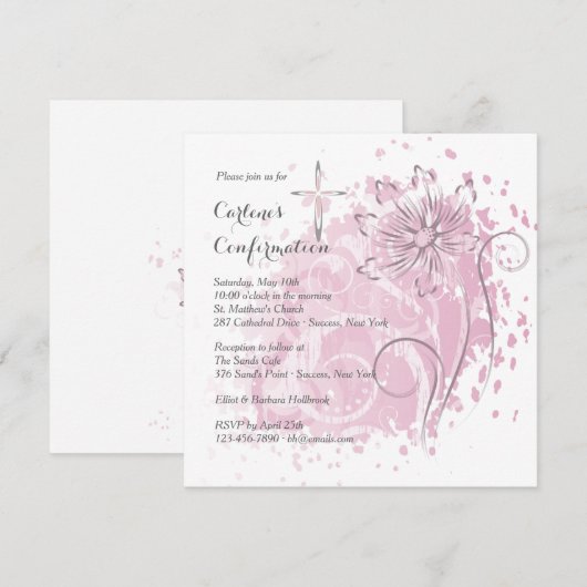 Invitation rose de pissenlit (Devant / Derrière)