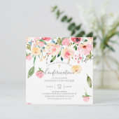 Invitation Rose de pivoines rose jaune Confirmation florale (Debout devant)