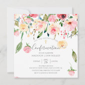 Invitation Rose de pivoines rose jaune Confirmation florale (Devant)