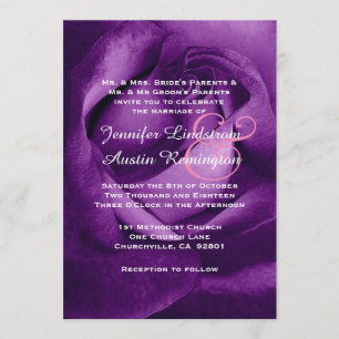 Invitation Rose de pourpre royal épousant V12
