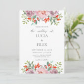 Invitation Rose de printemps aquarelle Mariage Floral (Debout devant)